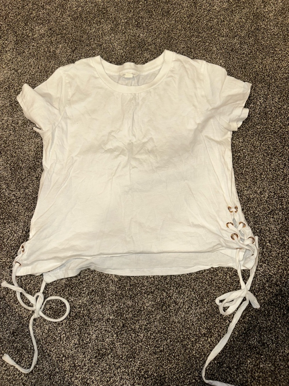 Aeropostale White Short Sleeve Tee with Side Lace-Up